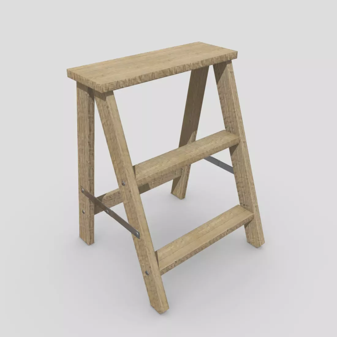 Stepladder step stool Low-poly 3D model_0
