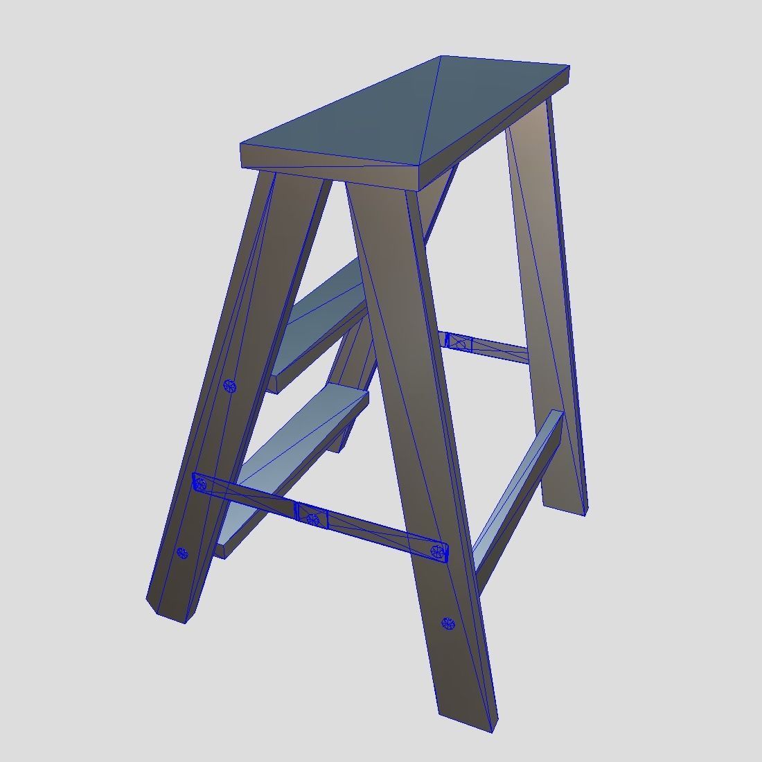 Stepladder step stool Low-poly 3D model_11