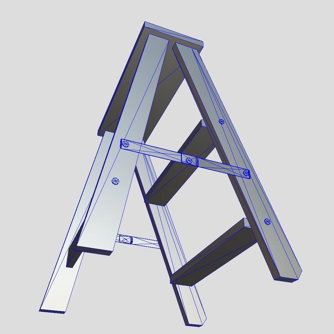 Stepladder step stool Low-poly 3D model_15