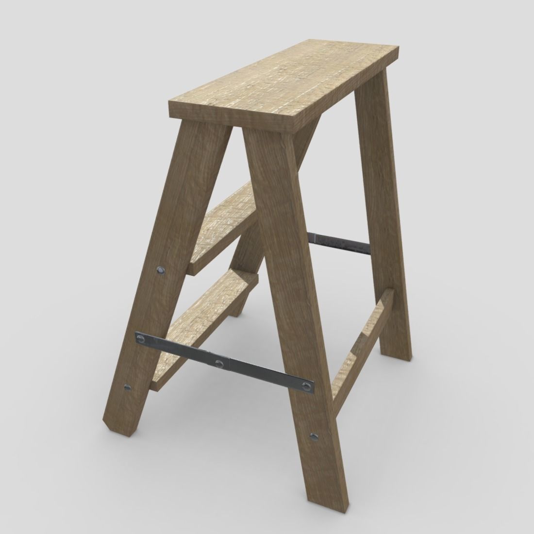 Stepladder step stool Low-poly 3D model_10