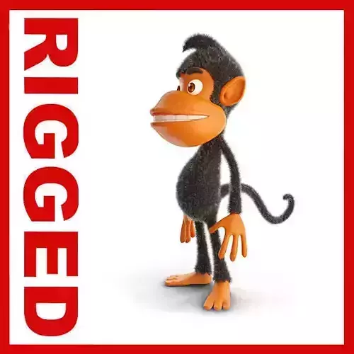 Monkey cartoon rigged 3D model