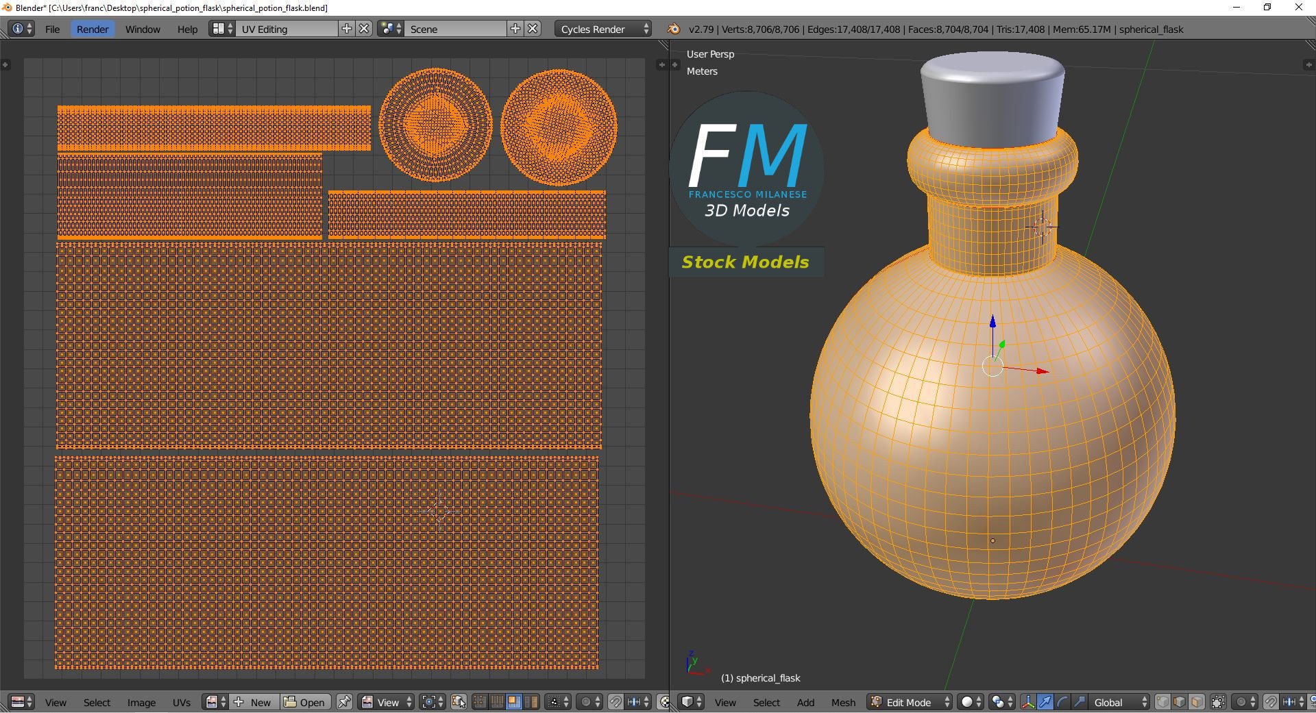 Spherical potion flask 3D model_10