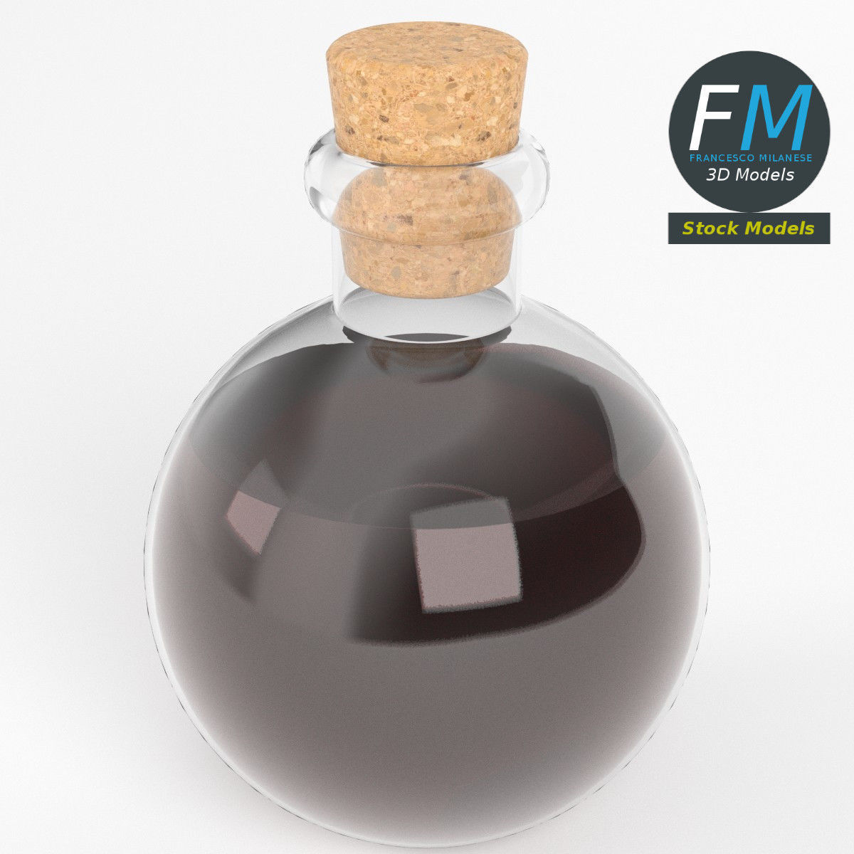 Spherical potion flask 3D model_2