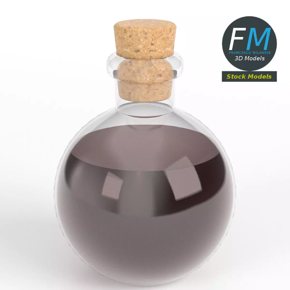 Spherical potion flask 3D model_0
