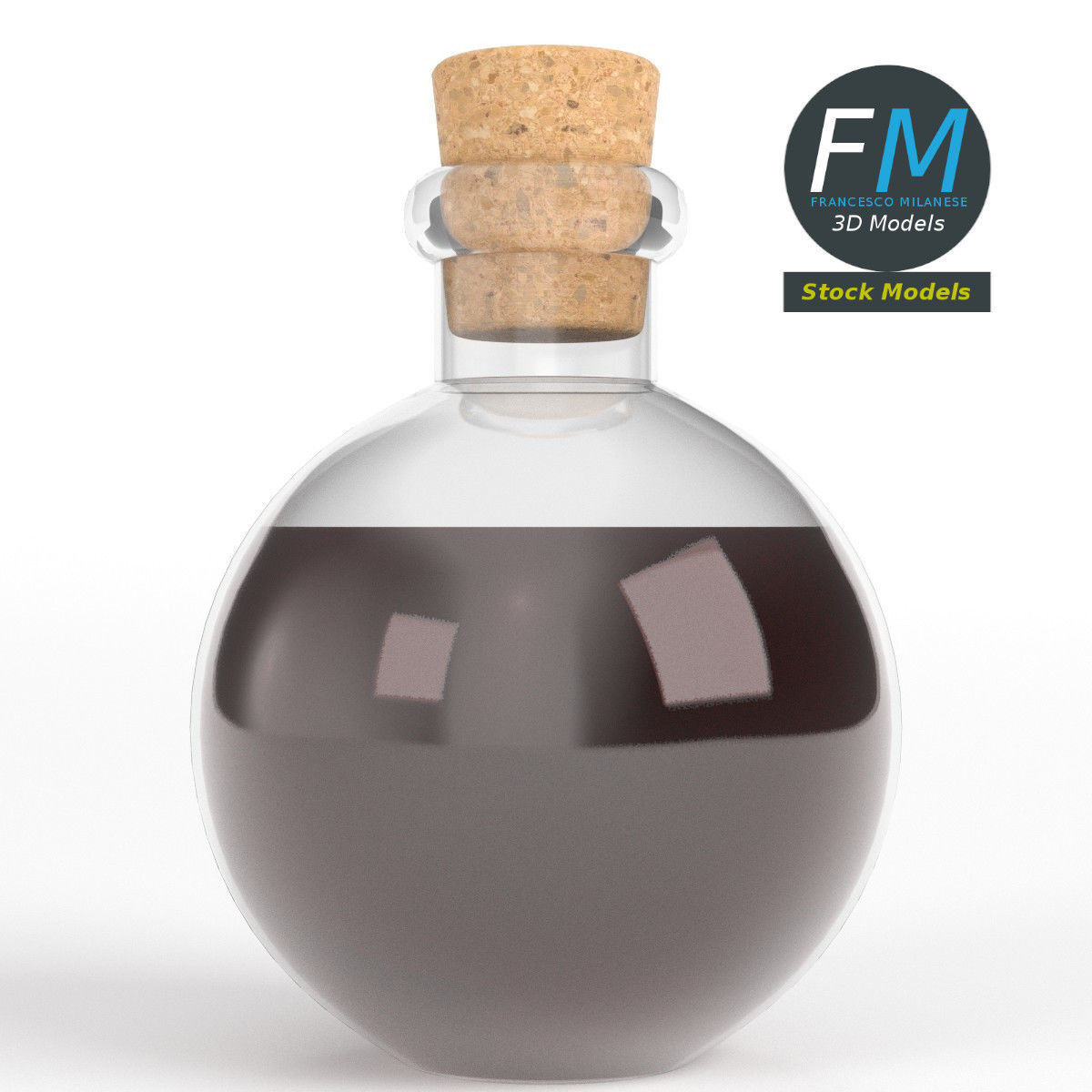 Spherical potion flask 3D model_3