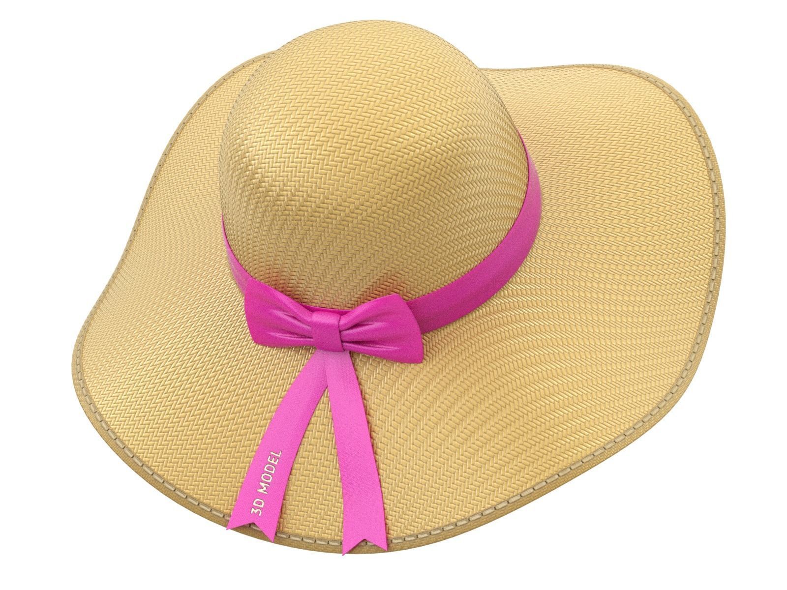 Women Sun Hat 3D model_2