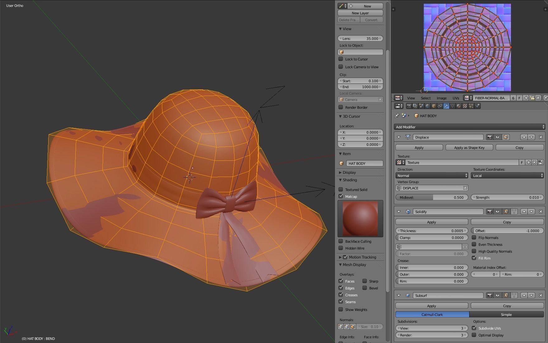 Women Sun Hat 3D model_14