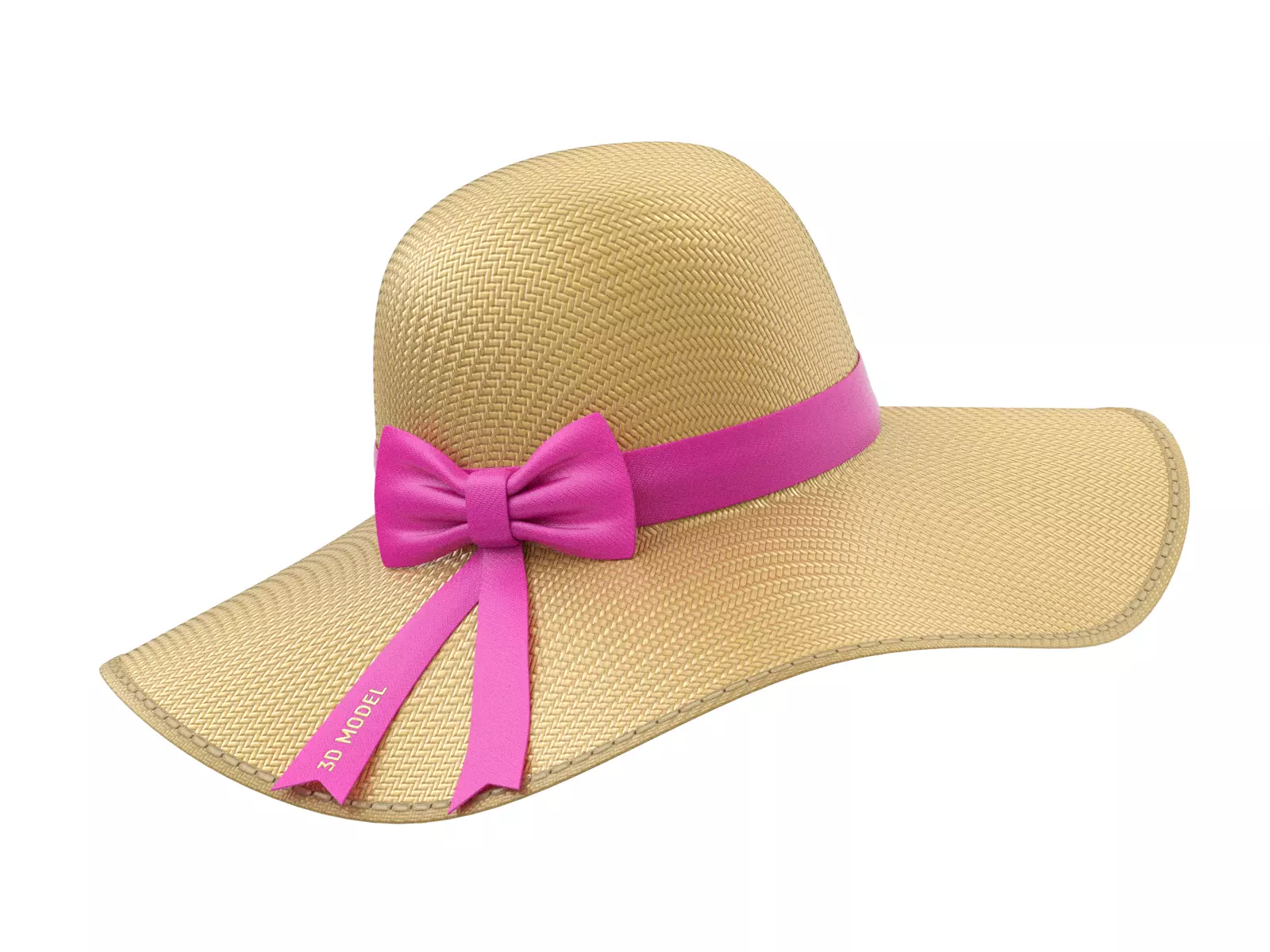 Women Sun Hat 3D model_0