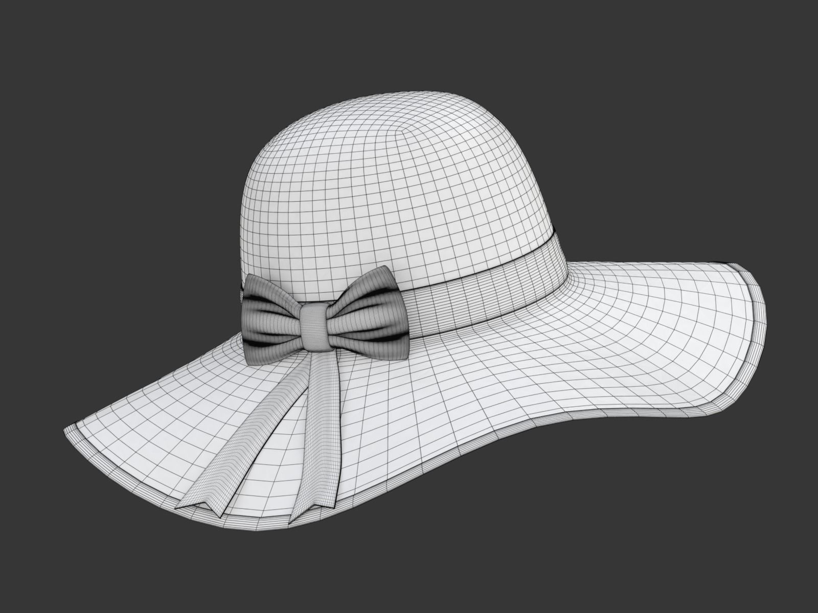 Women Sun Hat 3D model_22