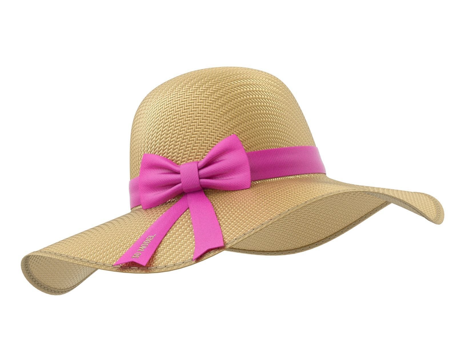 Women Sun Hat 3D model_3