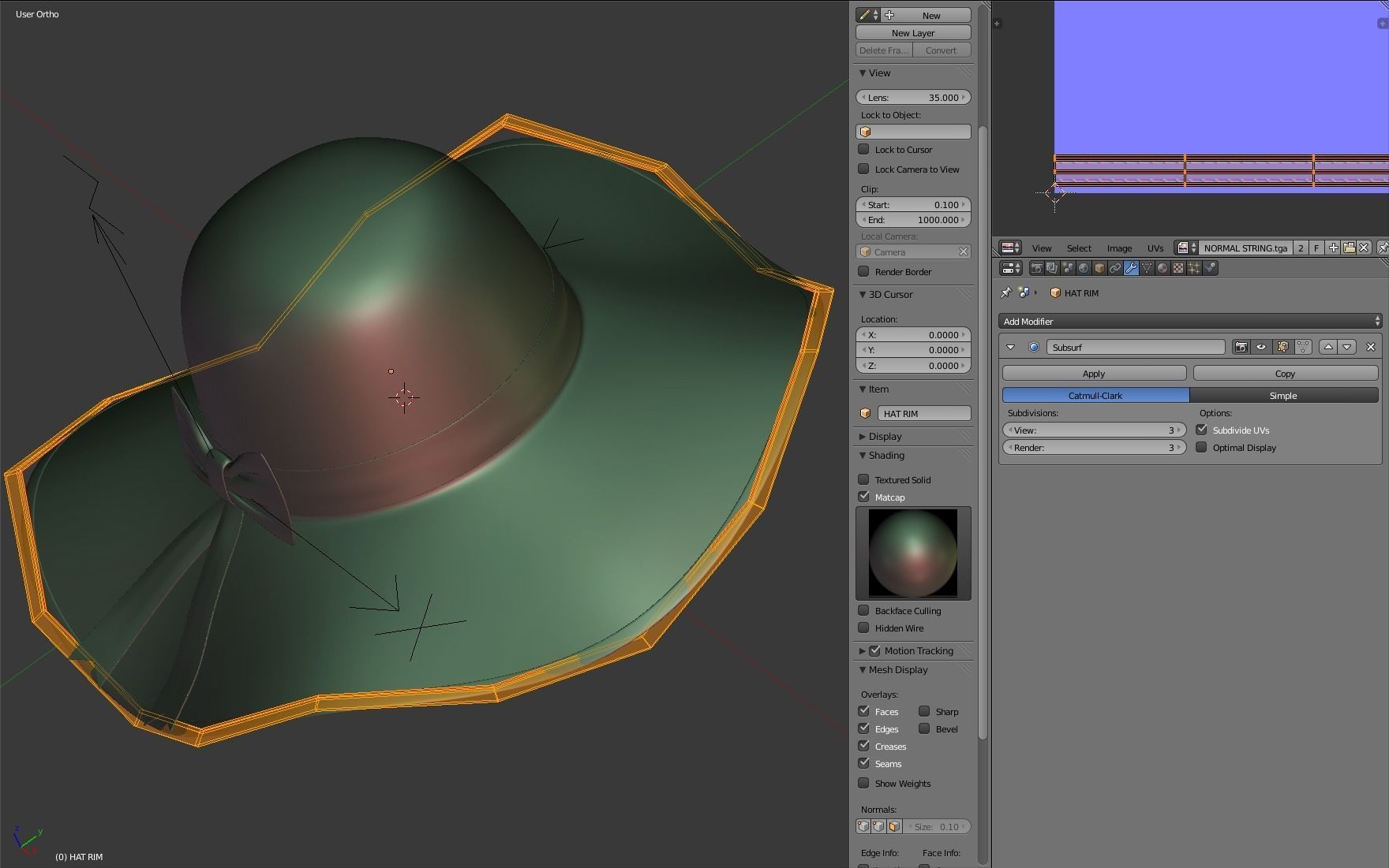 Women Sun Hat 3D model_15