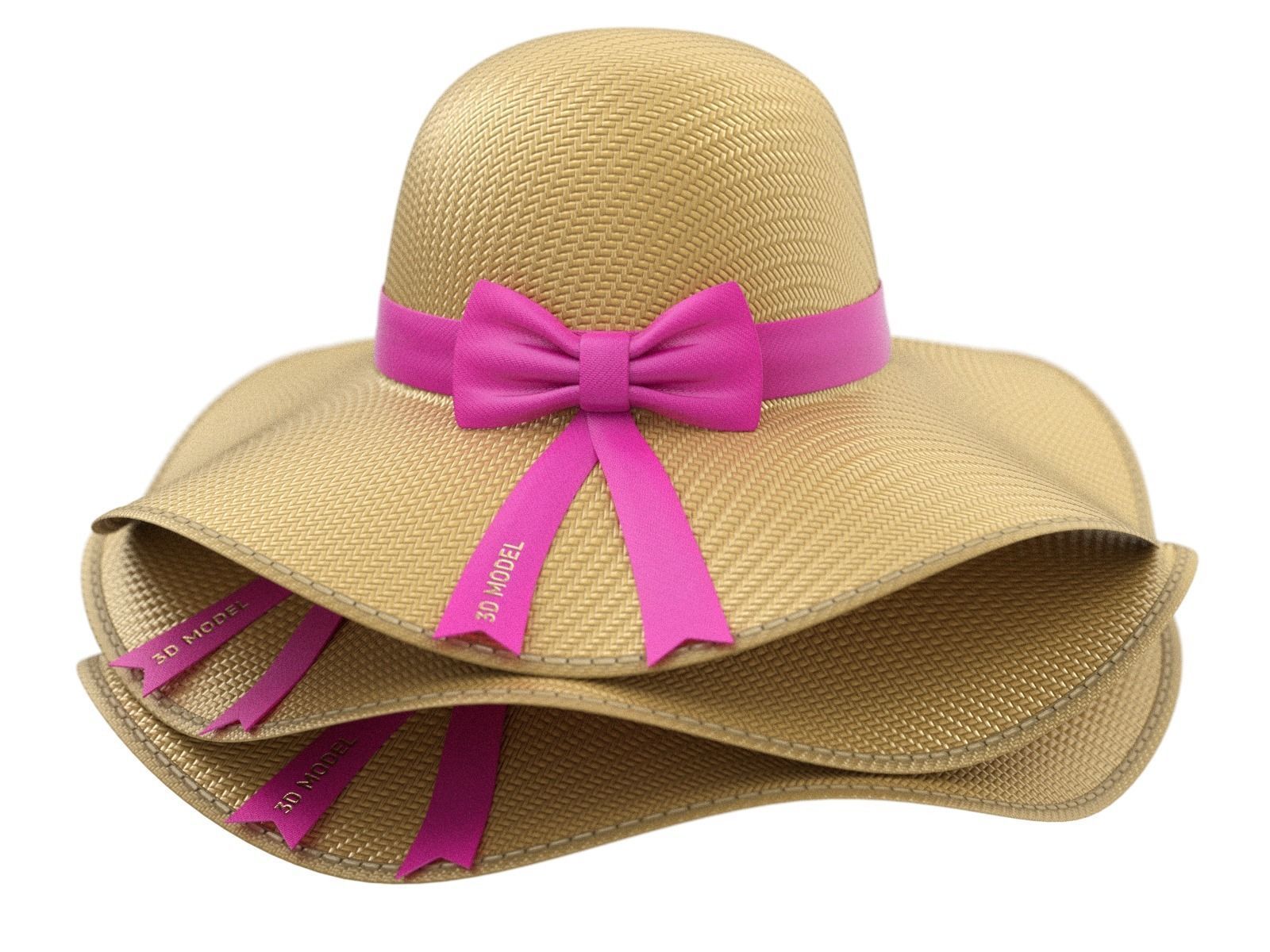 Women Sun Hat 3D model_9