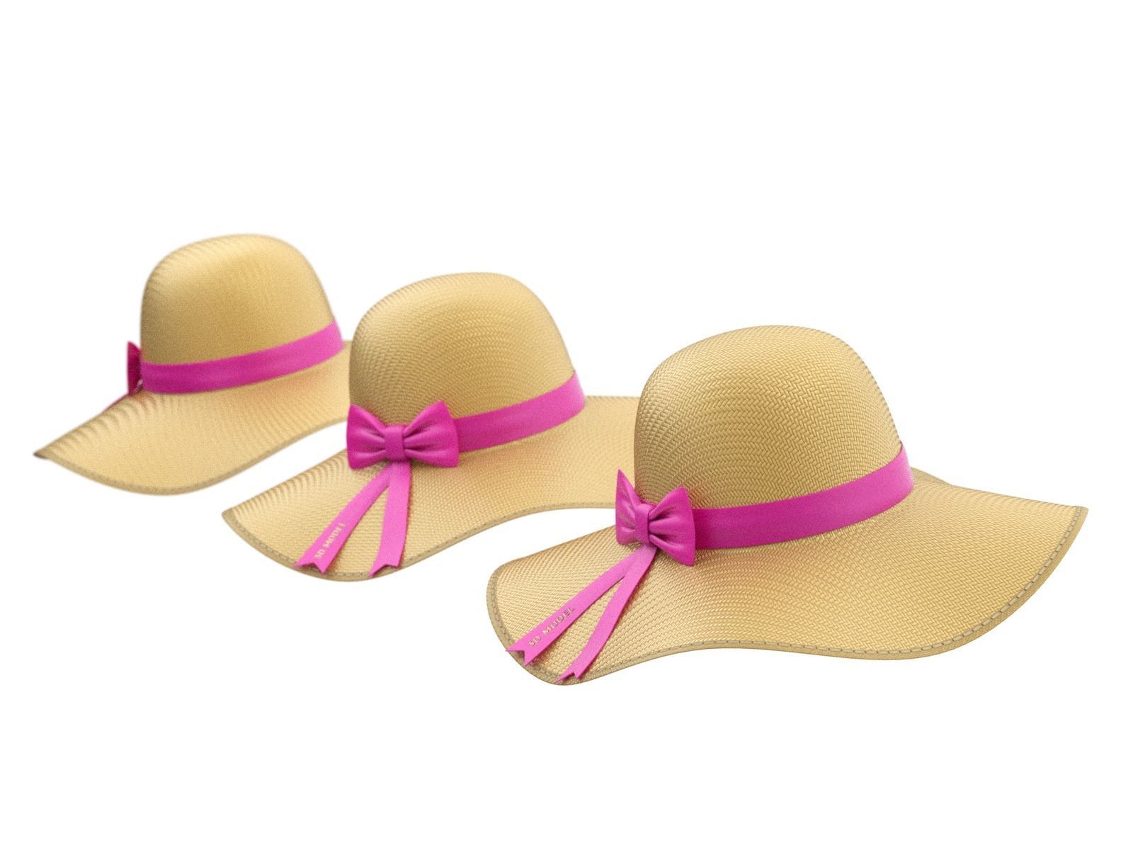 Women Sun Hat 3D model_7