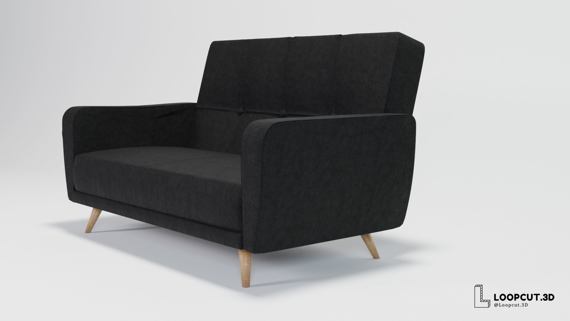Sofa1 armchair with wooden legs 3D model_2