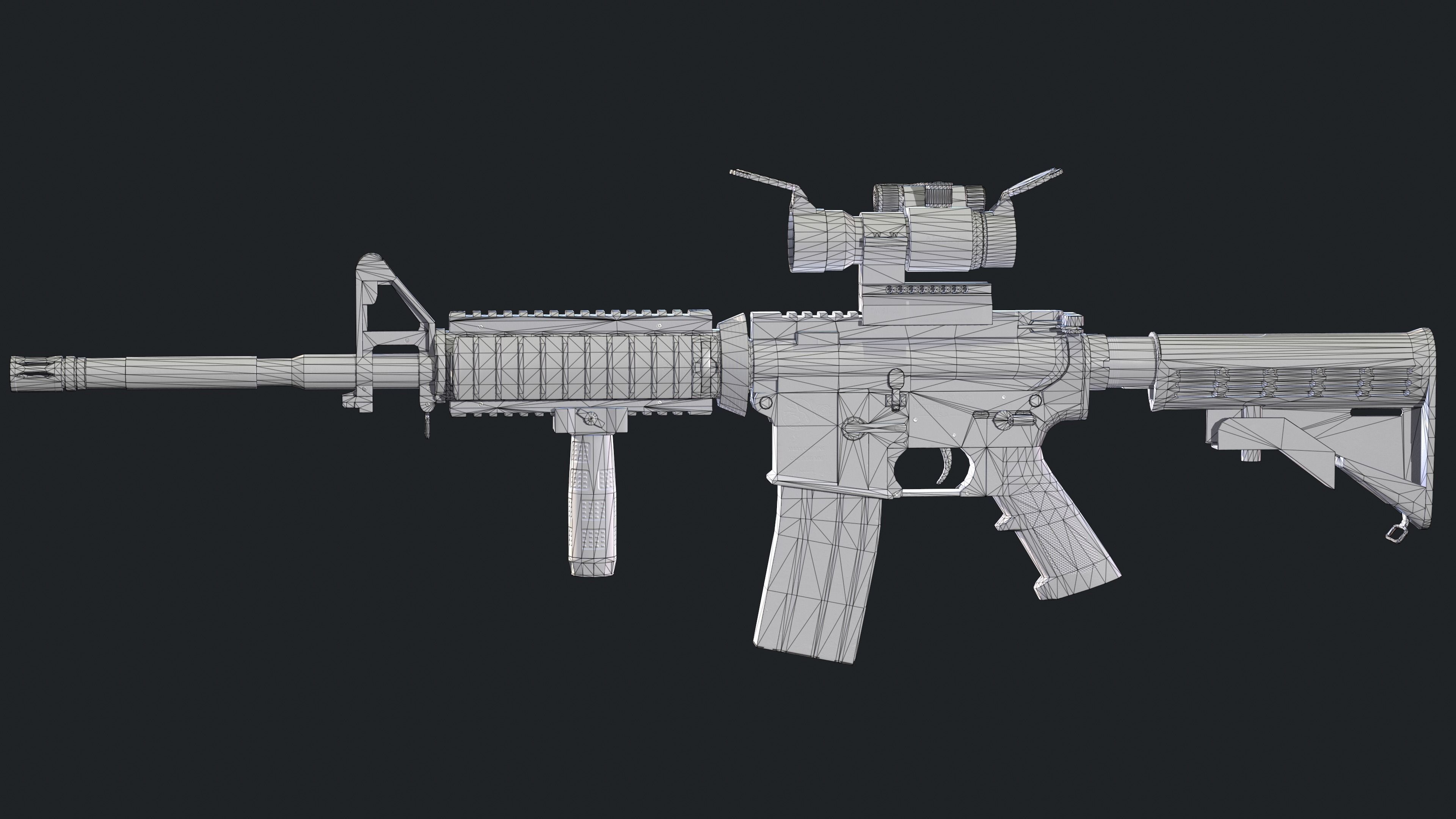 M4A1 Carbine with attachments and red dot Low-poly 3D model_9