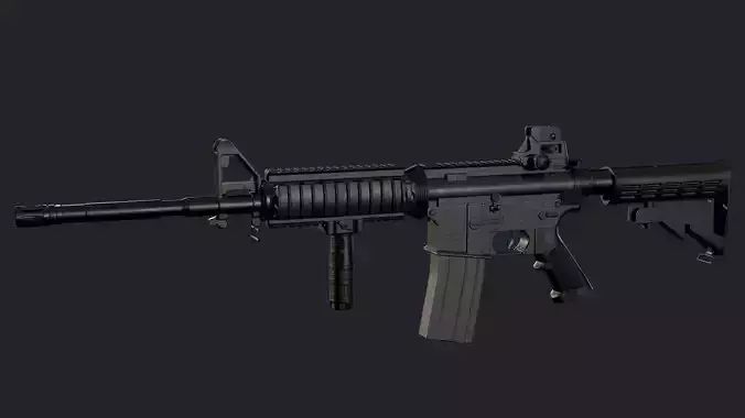 M4A1 Carbine with attachments and red dot Low-poly 3D model