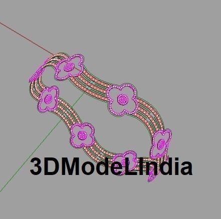 cnc machine cutting design gold Bangle  3D print model_2