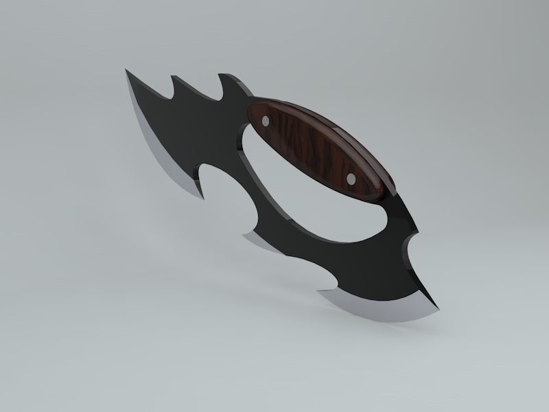 Weapons - Knife with brass knuckles handled Low-poly 3D model_1