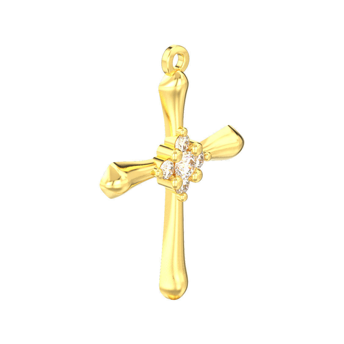 Simple diamond cross pendant 3D print model_2
