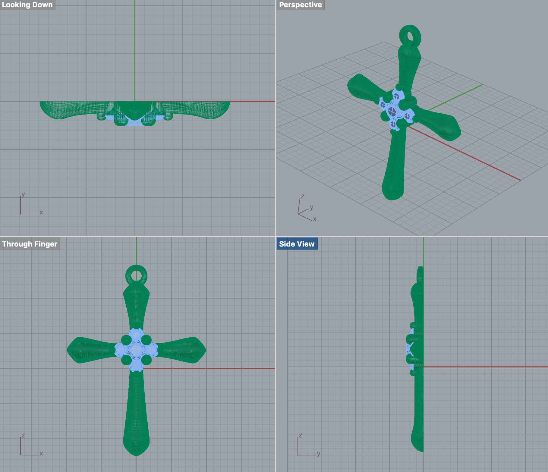 Simple diamond cross pendant 3D print model_10