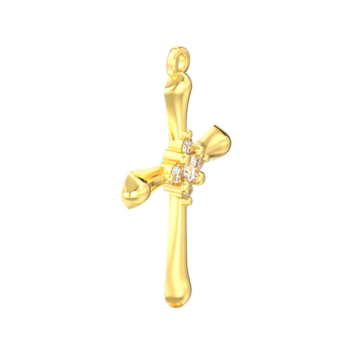 Simple diamond cross pendant 3D print model_3
