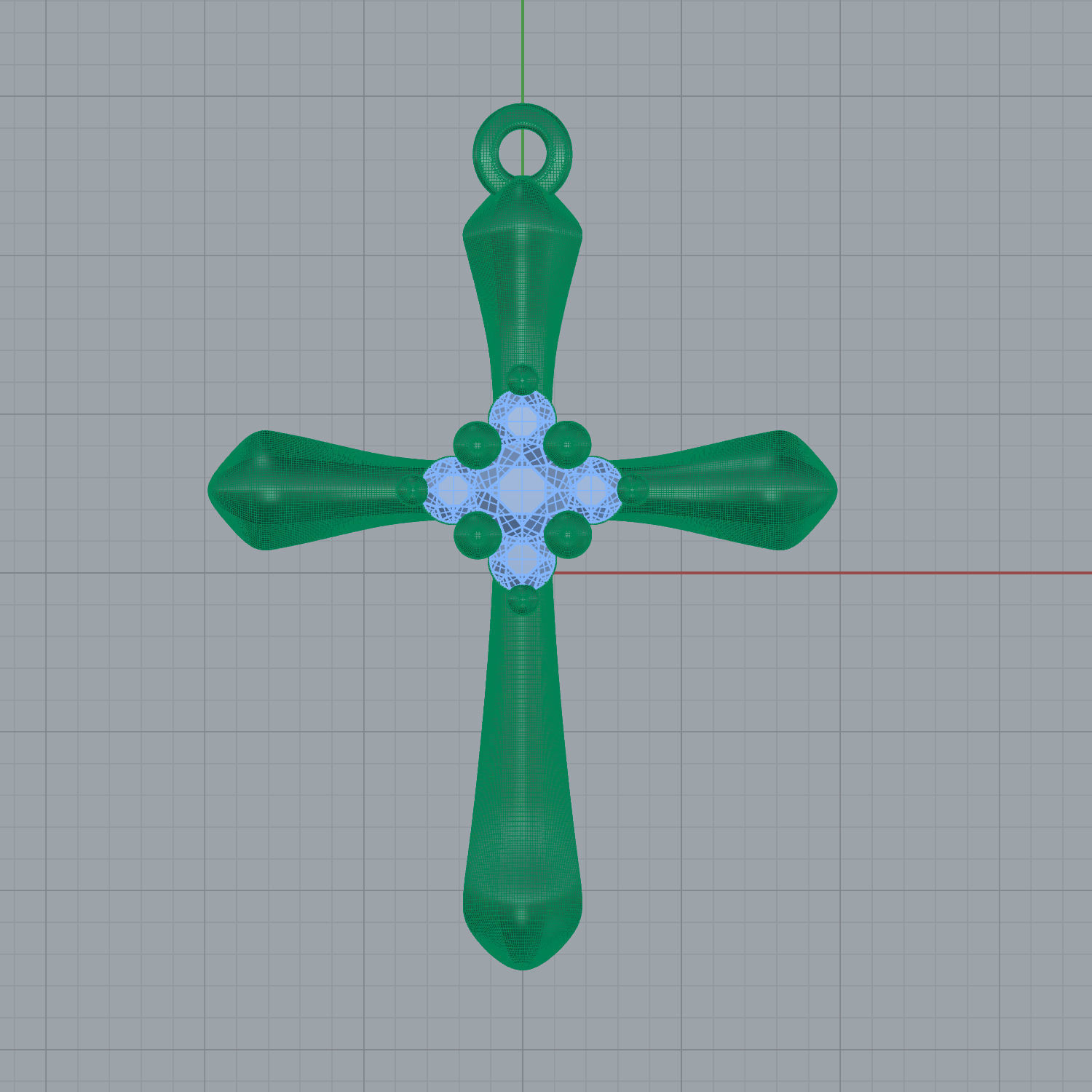 Simple diamond cross pendant 3D print model_11