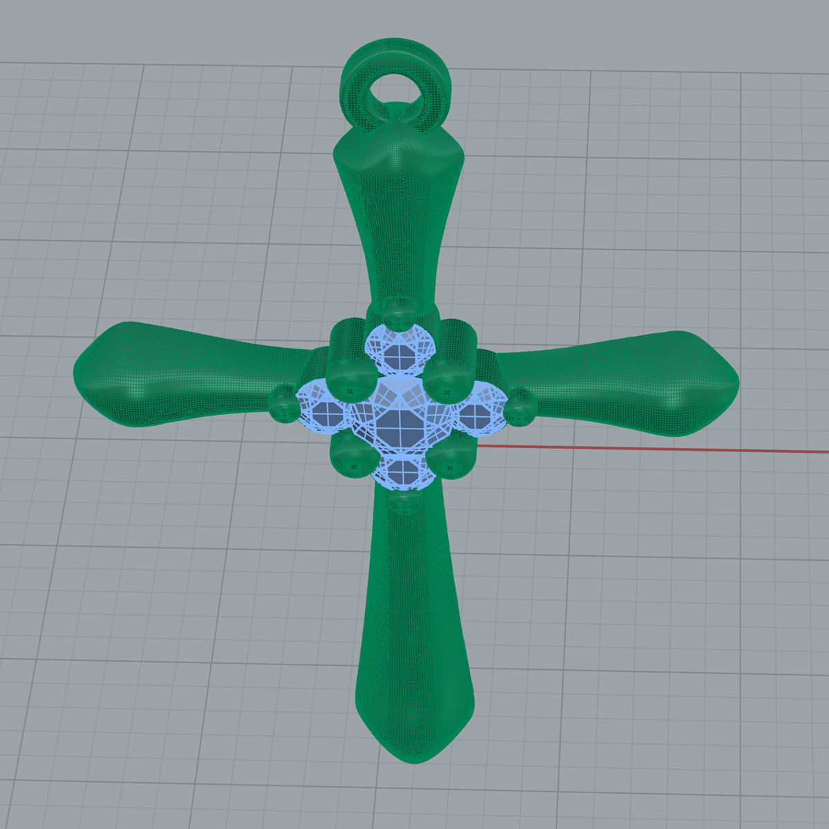 Simple diamond cross pendant 3D print model_14