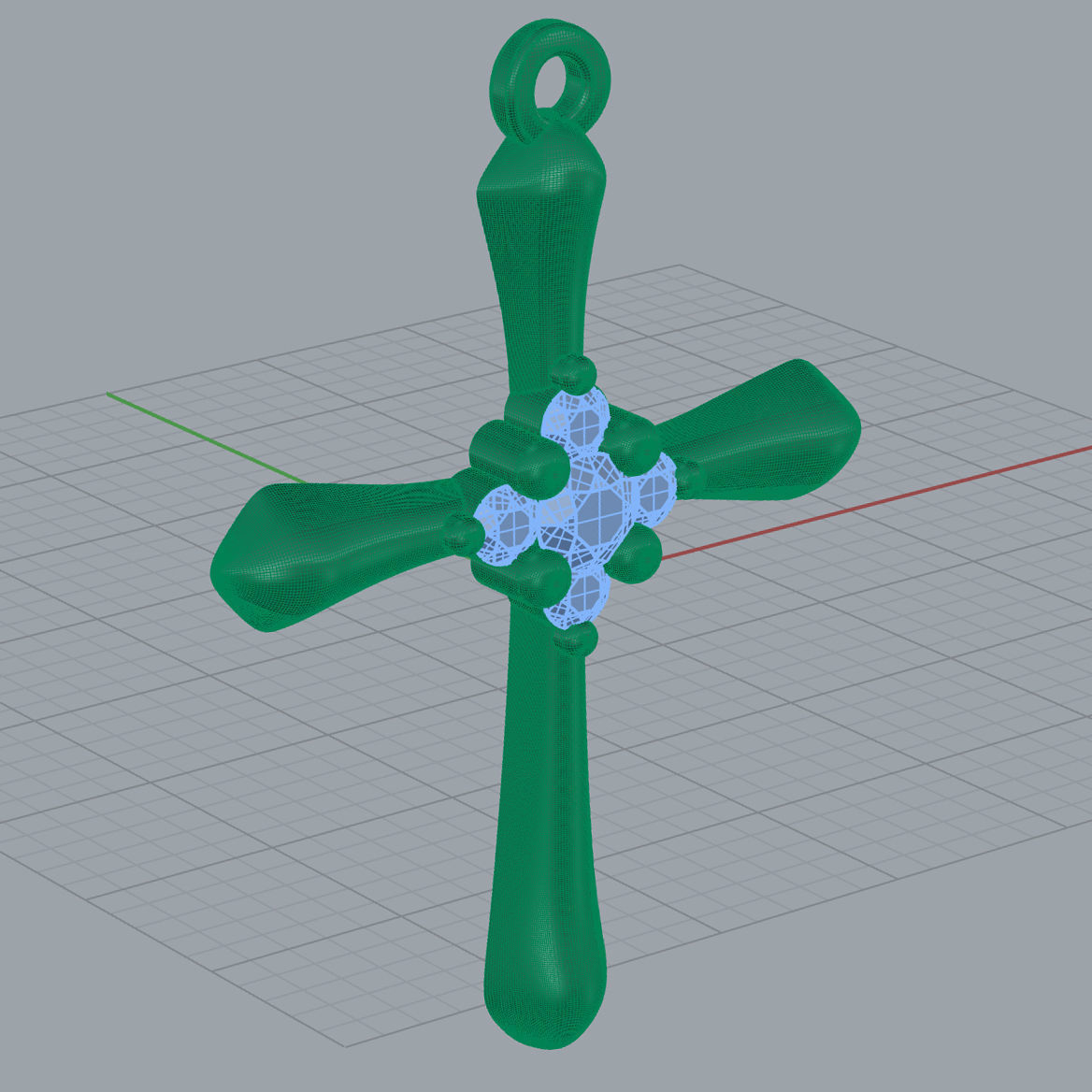 Simple diamond cross pendant 3D print model_13