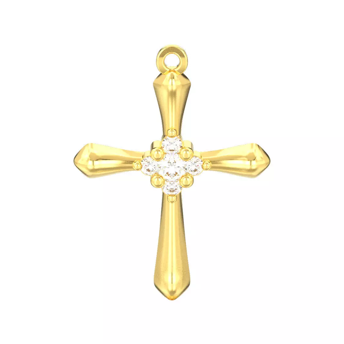 Simple diamond cross pendant 3D print model_0