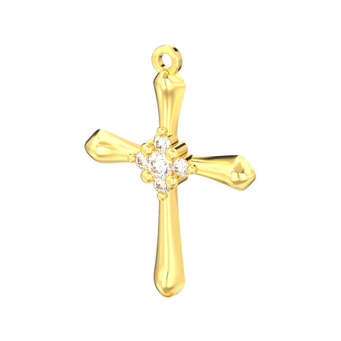Simple diamond cross pendant 3D print model_5