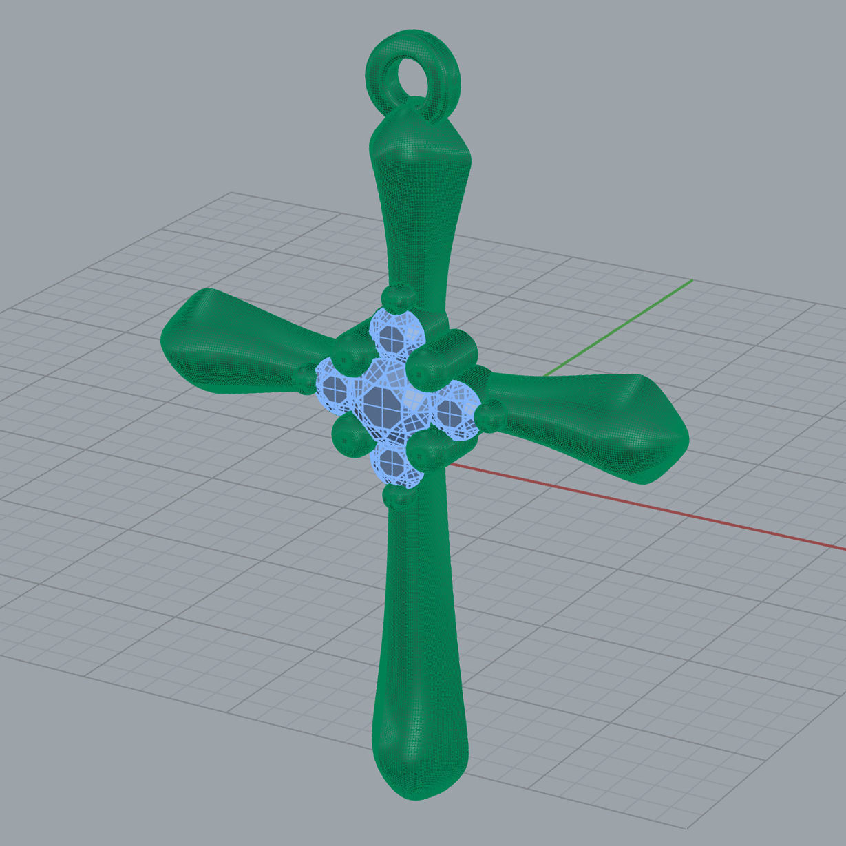 Simple diamond cross pendant 3D print model_12