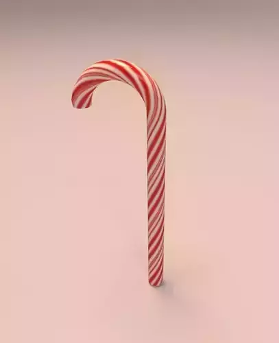 Low Poly CandyCane - Game Ready candy cane