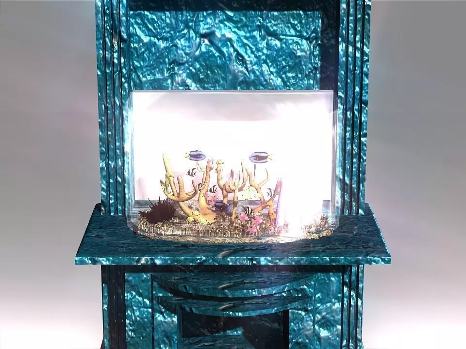 Marble fish bowl 3D model_0