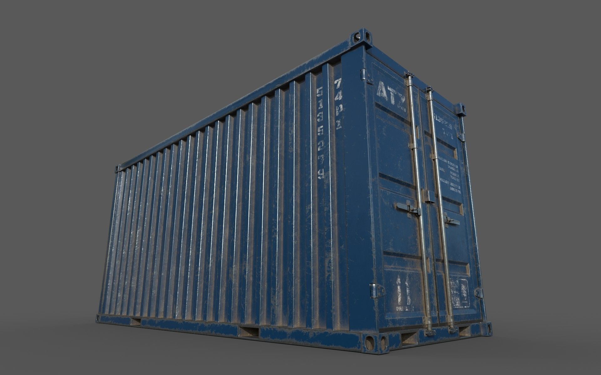  Blue Shipping Container PBR Low-Poly Game Ready 3D Model Low-poly 3D model_12