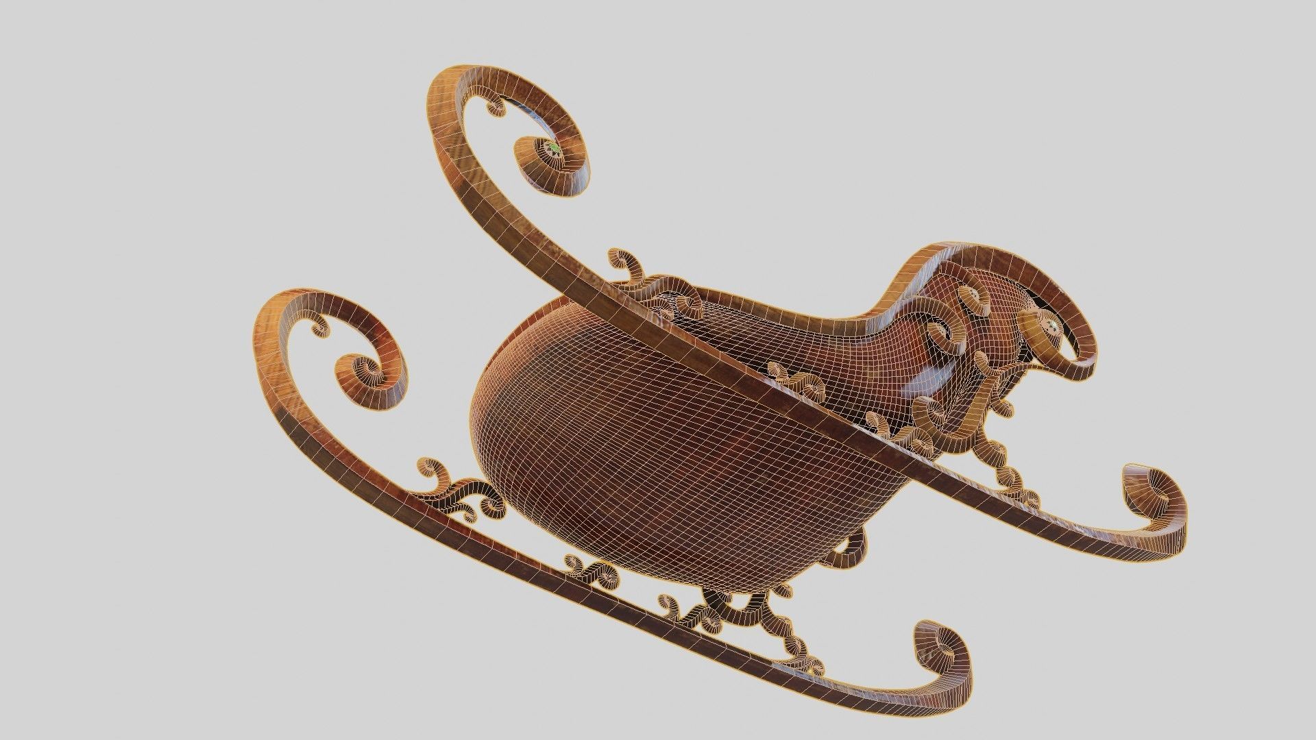 Sleigh wooden with seat 3D model_17