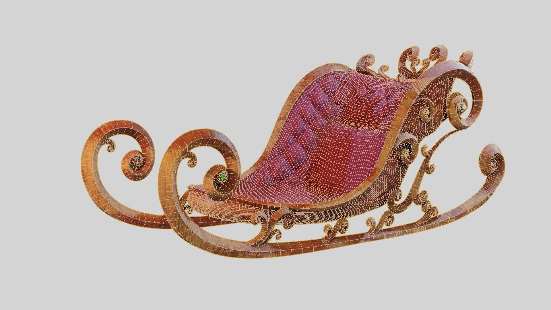 Sleigh wooden with seat 3D model_15