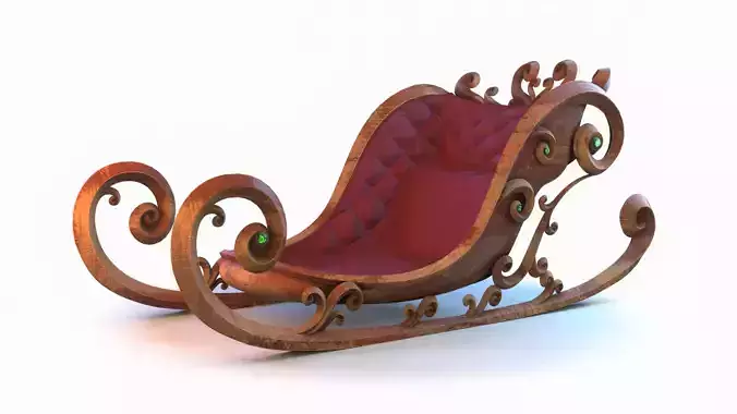 Sleigh wooden with seat 3D model
