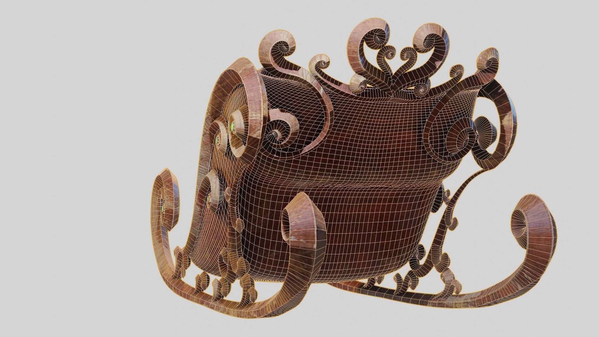 Sleigh wooden with seat 3D model_16