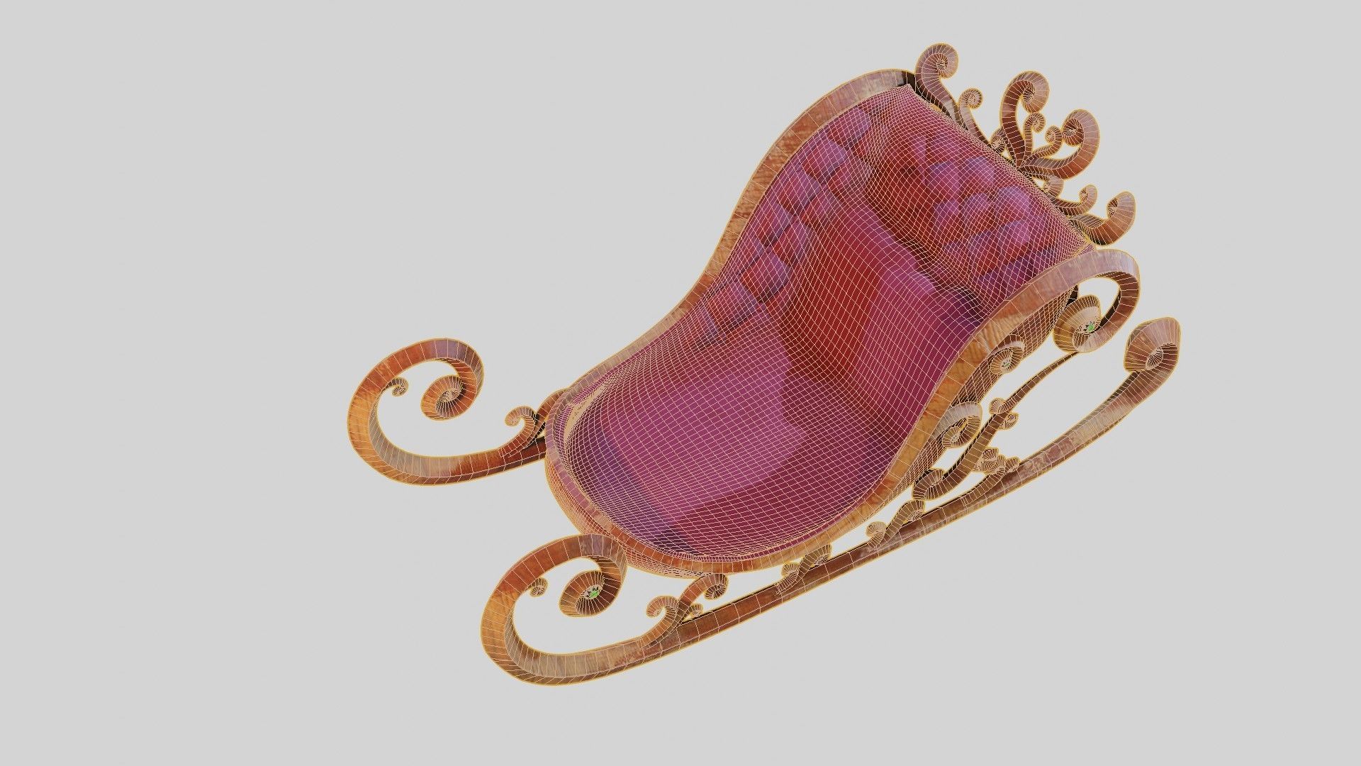 Sleigh wooden with seat 3D model_19