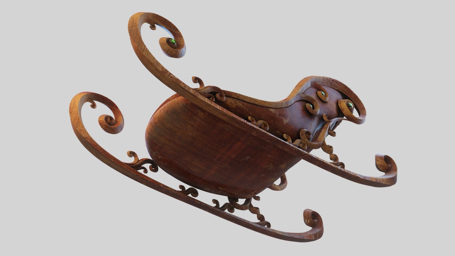 Sleigh wooden with seat 3D model_10
