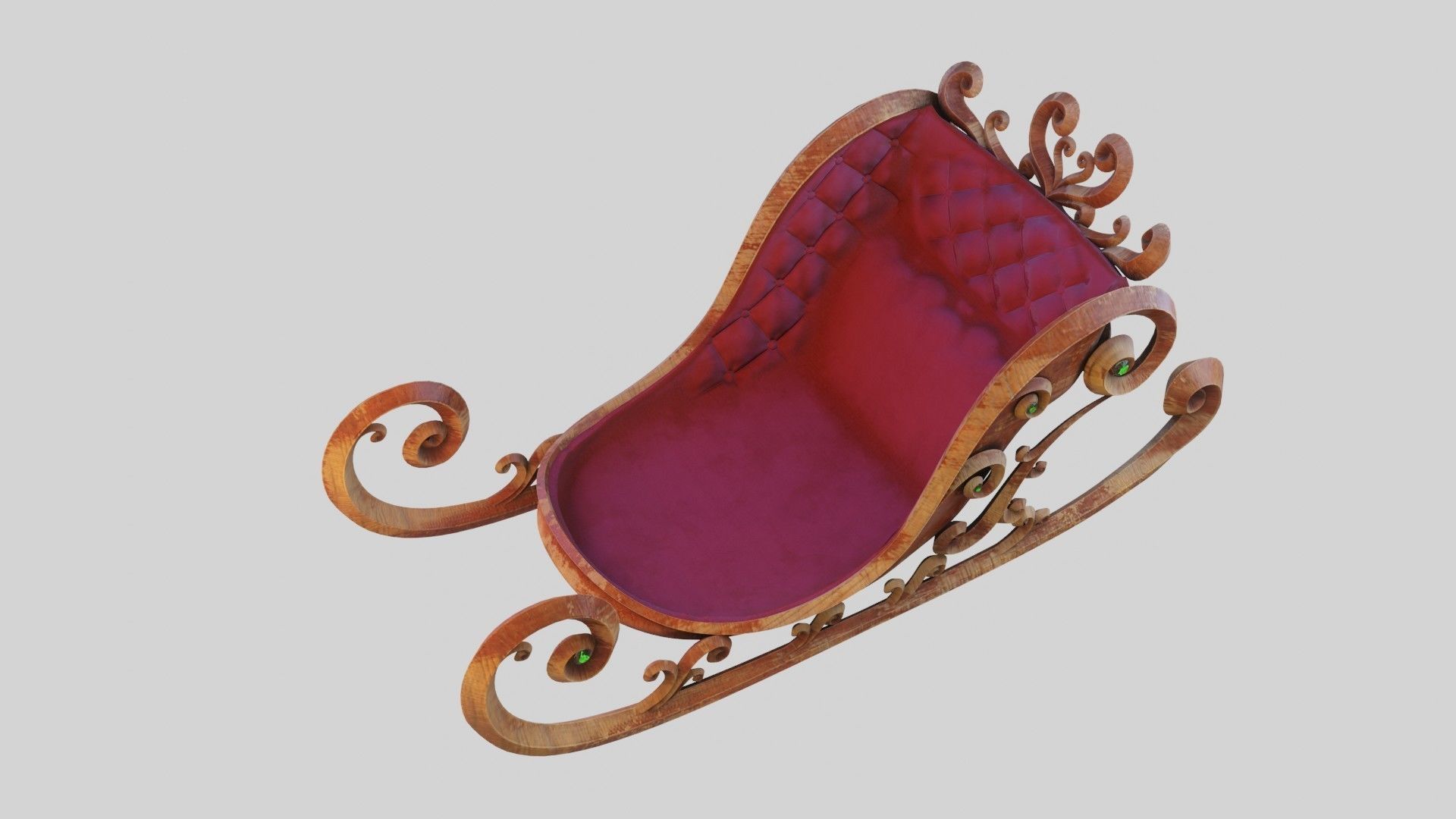 Sleigh wooden with seat 3D model_9