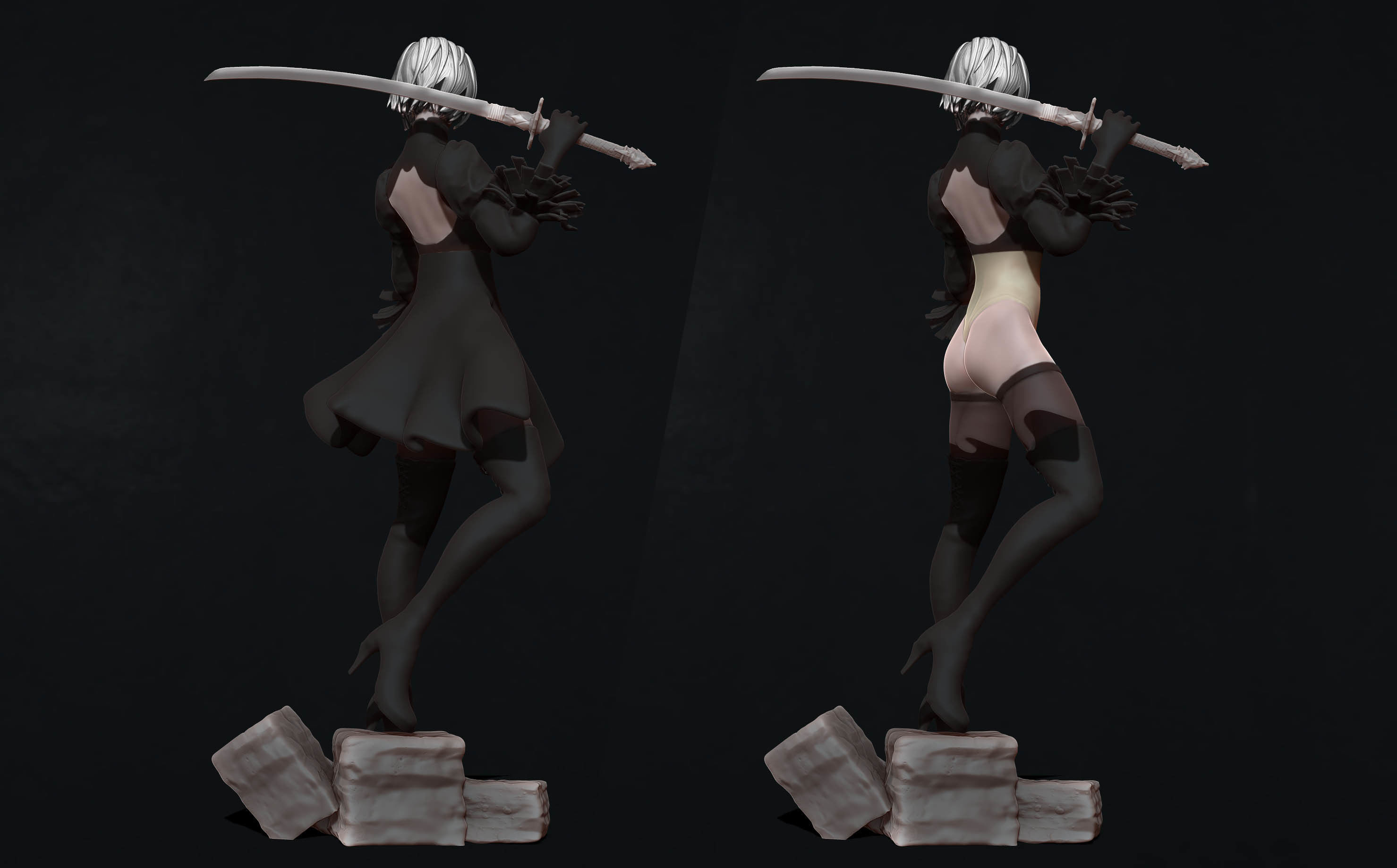 2B - nier automata - 3d print figurine  3D print model_5
