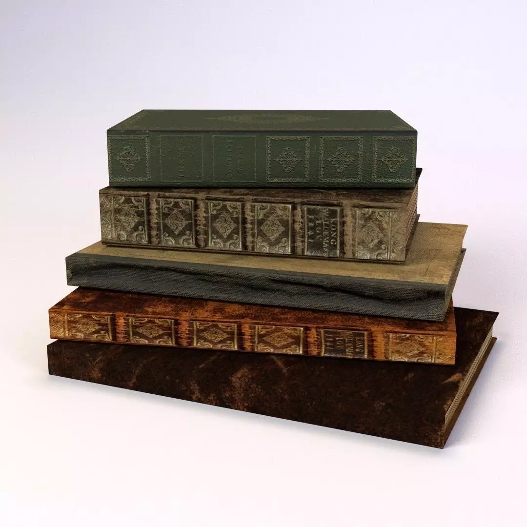 Old Books LOW POLY Low-poly 3D model_0