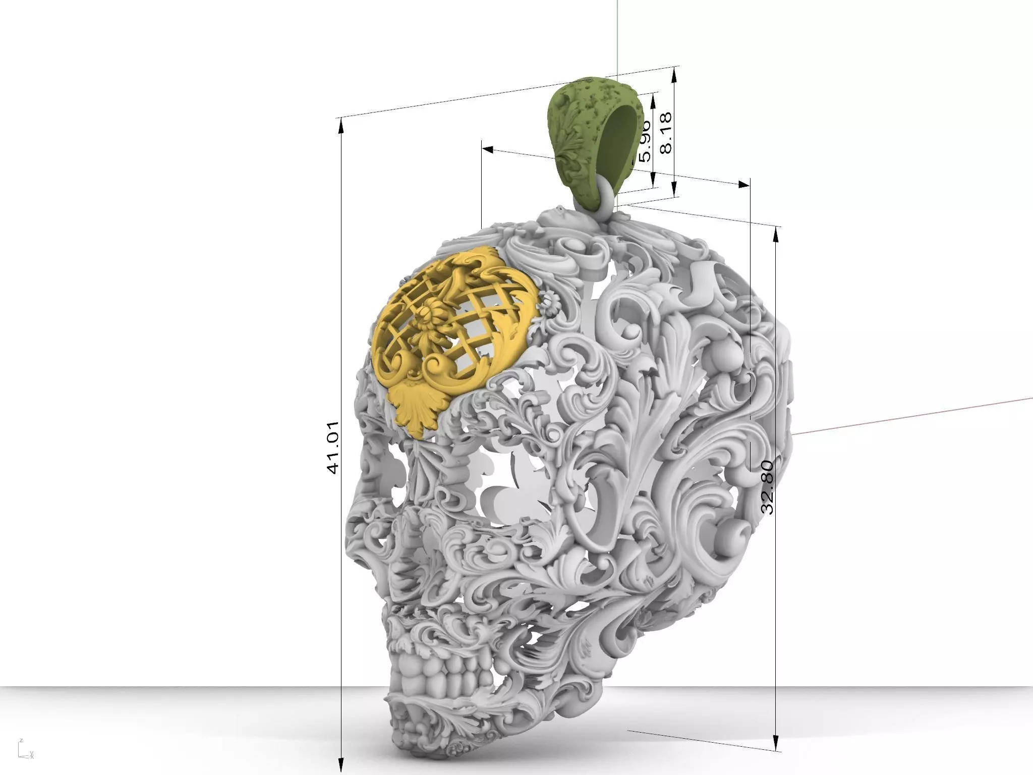 Skull ornamental pendant 3D print model