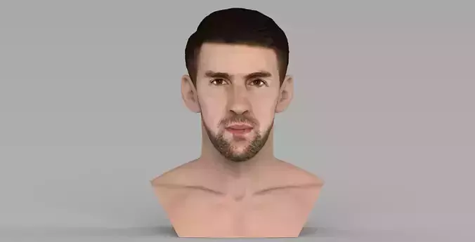 Michael Phelps bust ready for full color 3D printing 3D print model