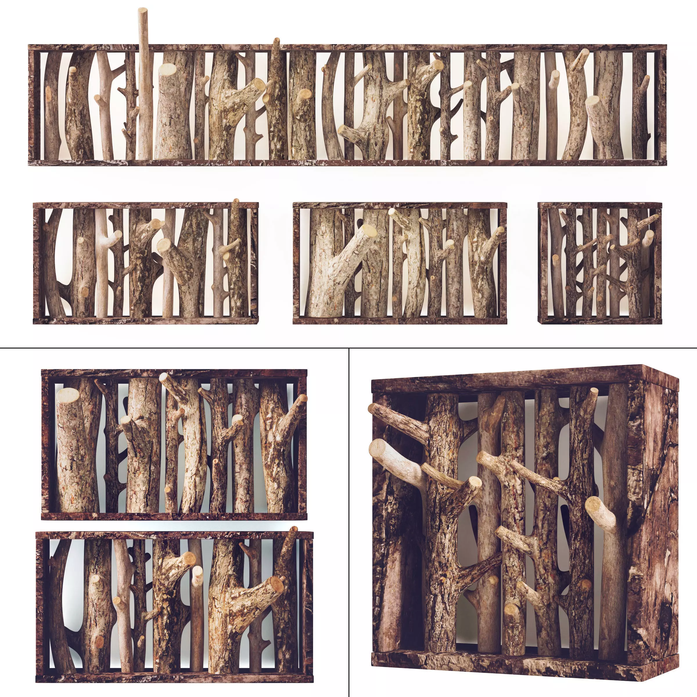 Log hanger big wood 3D model_0