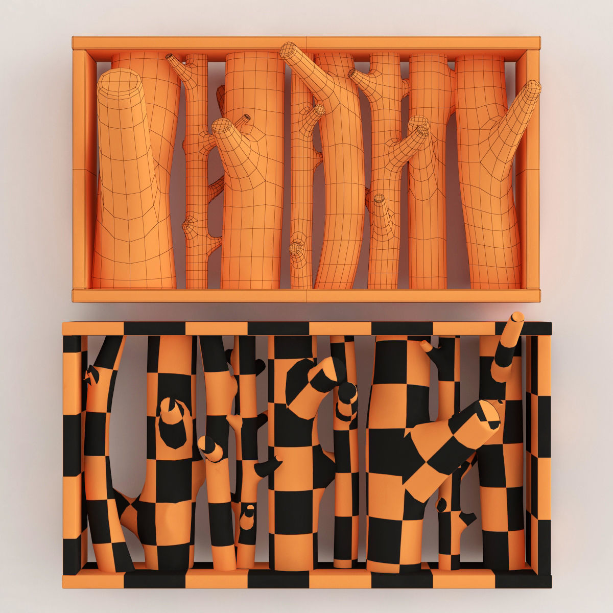 Log hanger big wood 3D model_7