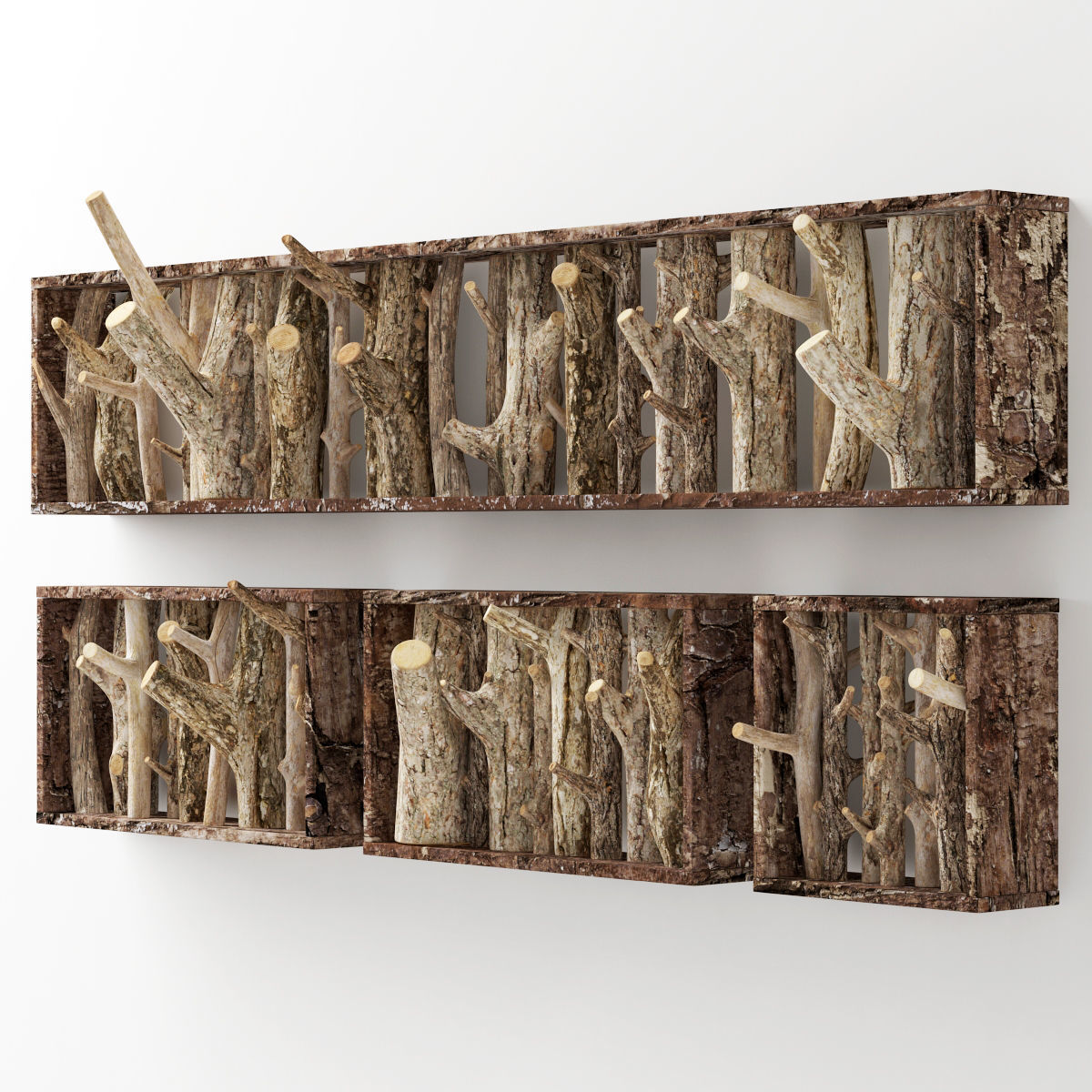 Log hanger big wood 3D model_3