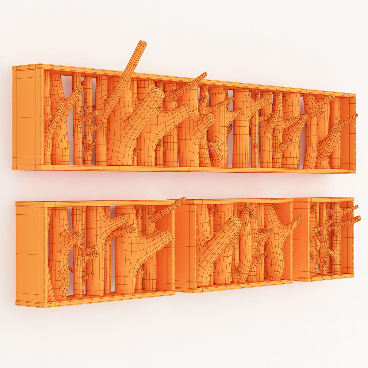 Log hanger big wood 3D model_6
