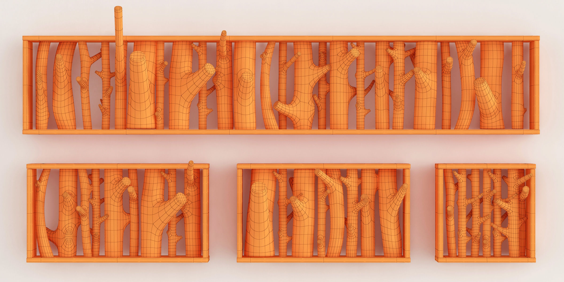 Log hanger big wood 3D model_5